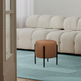 Paddy 18.5" Modern Minimalist Round Backless Metal/Bouclé Cushioned Vanity Stool
