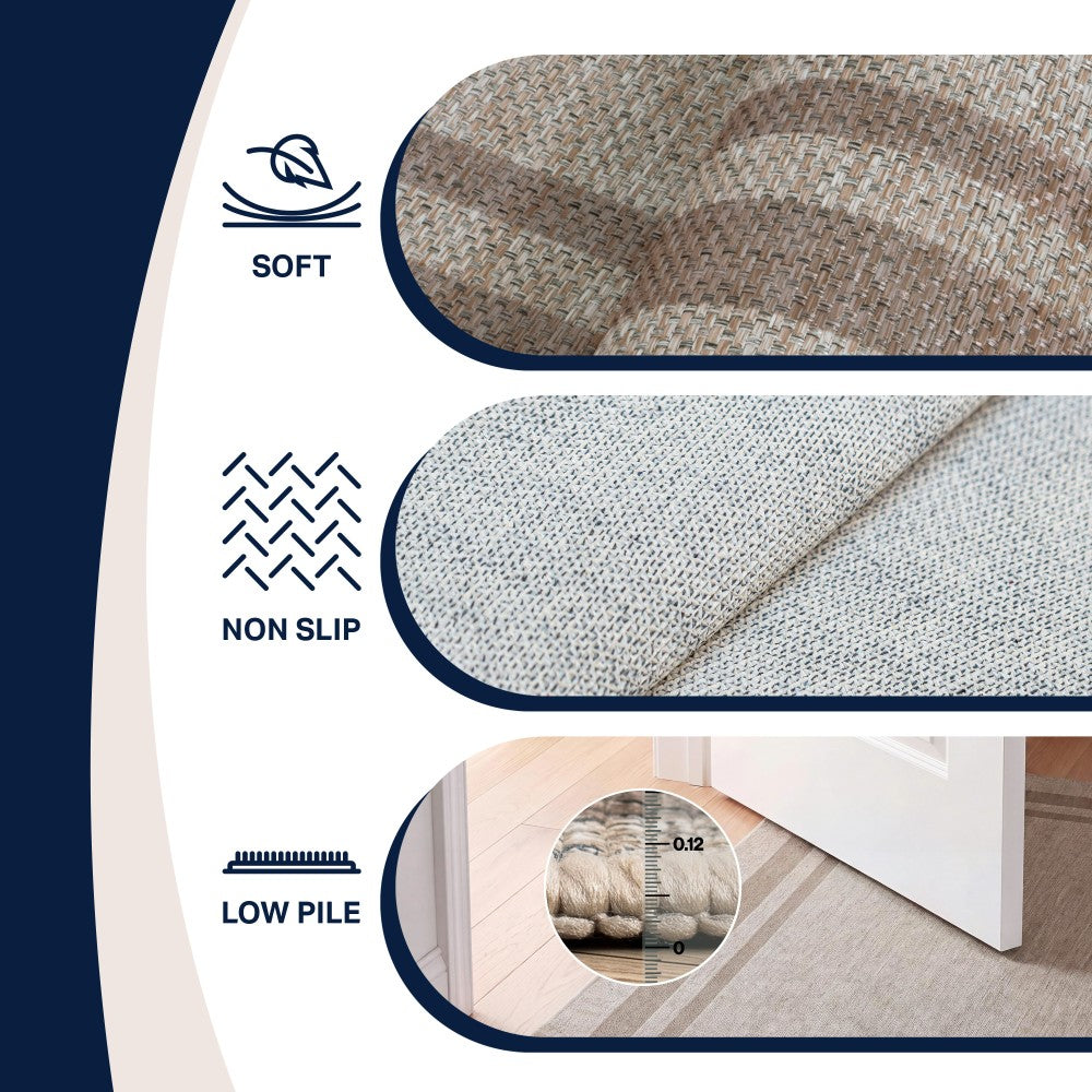 Aspen Double Border Non-slip Machine-washable Area Rug