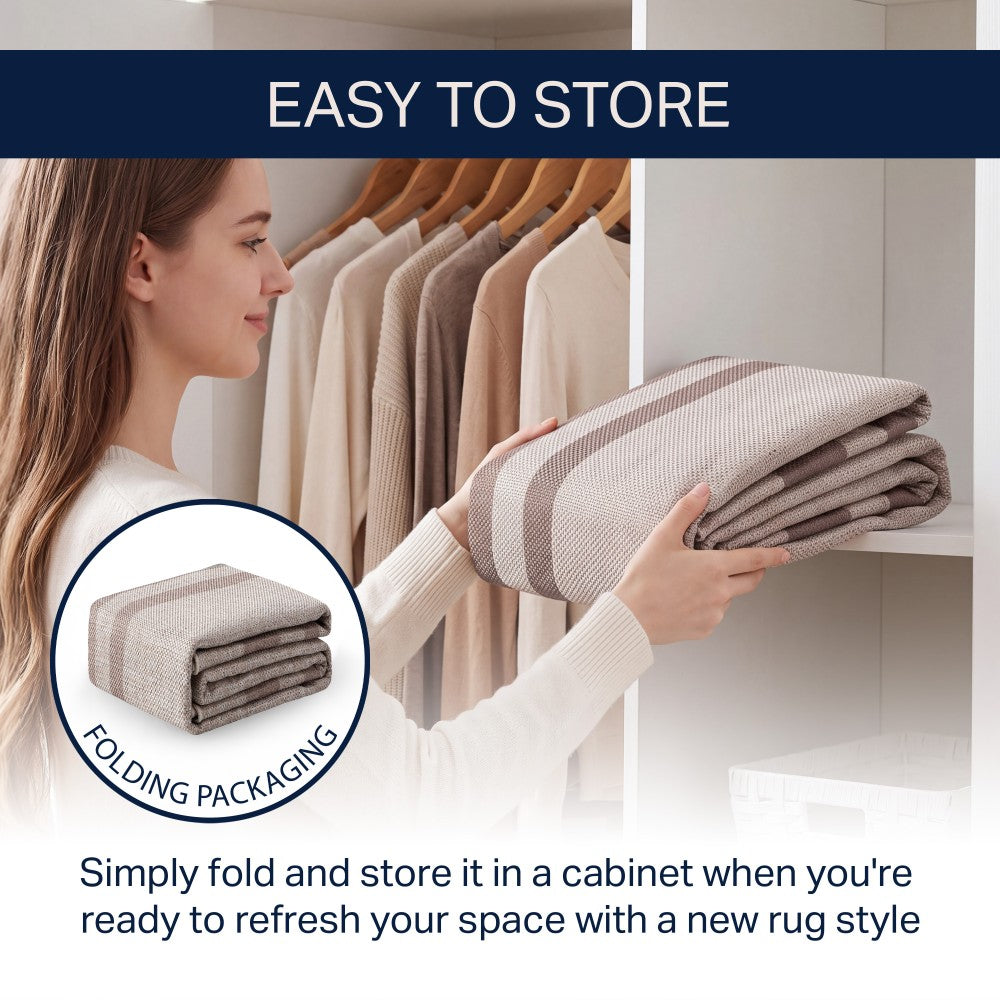 Aspen Double Border Non-slip Machine-washable Area Rug