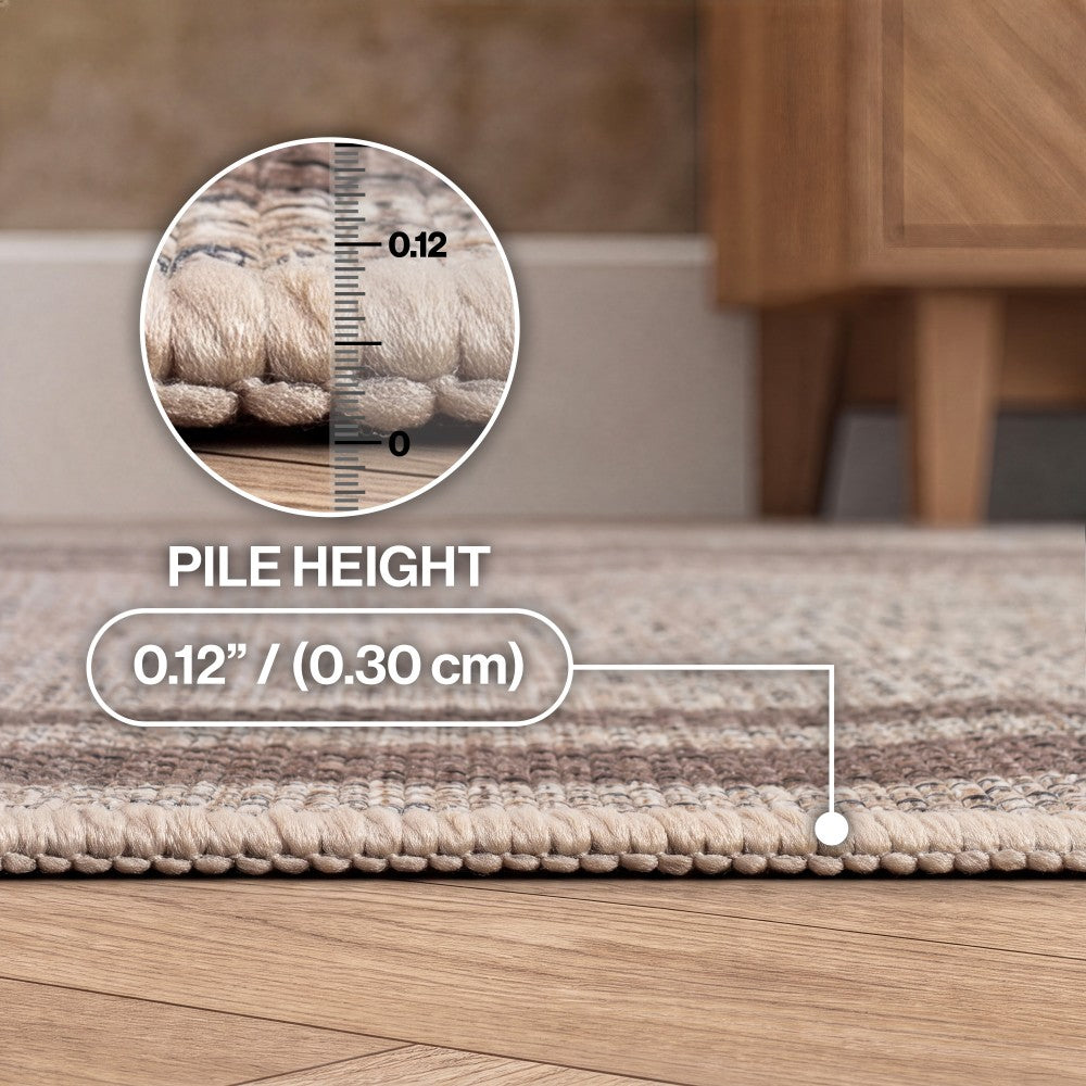 Aspen Double Border Non-slip Machine-washable Area Rug