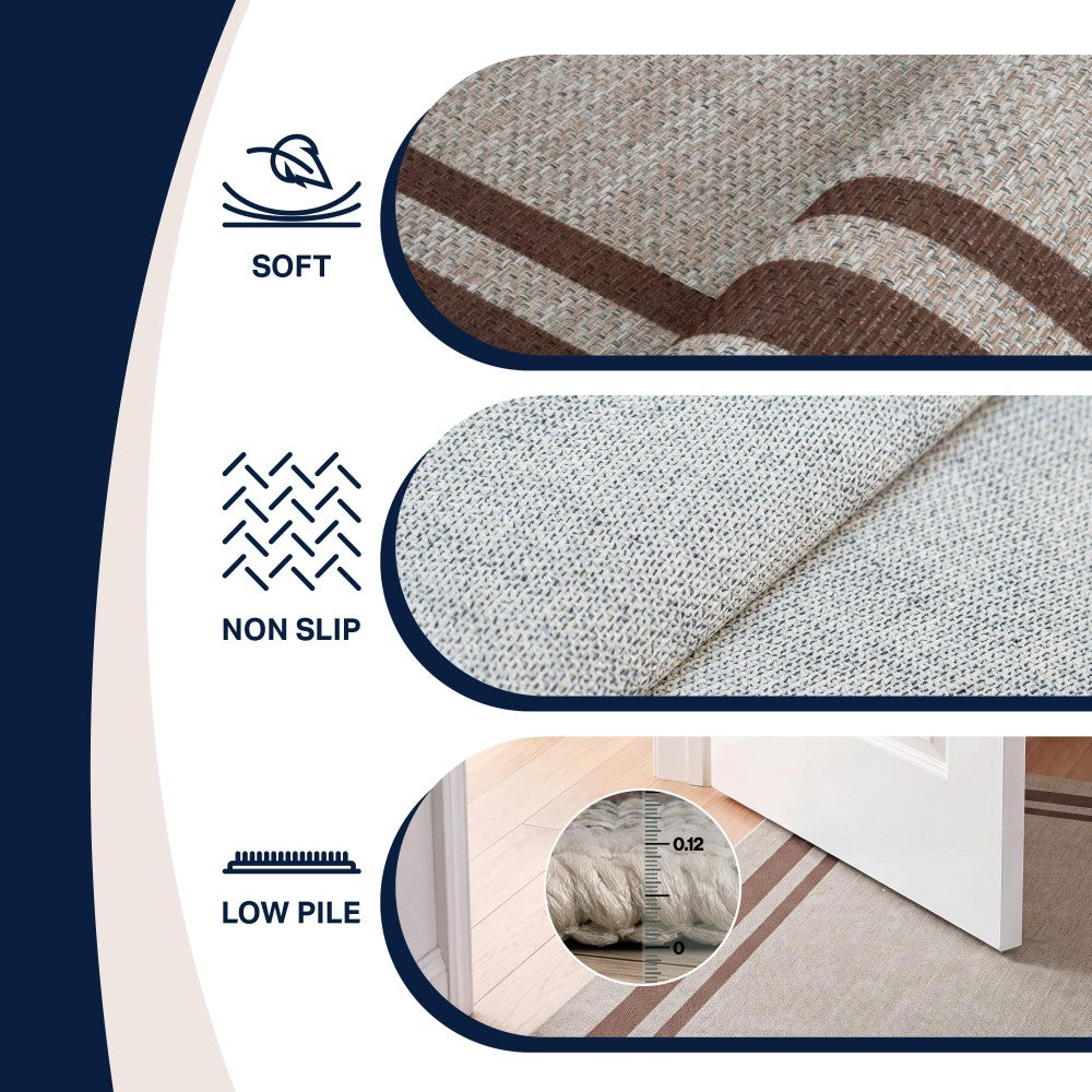 Aspen Double Border Non-slip Machine-washable Area Rug