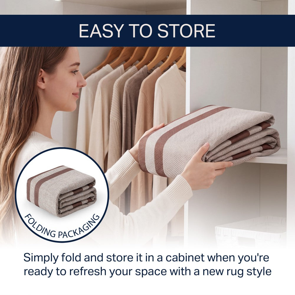 Aspen Double Border Non-slip Machine-washable Area Rug