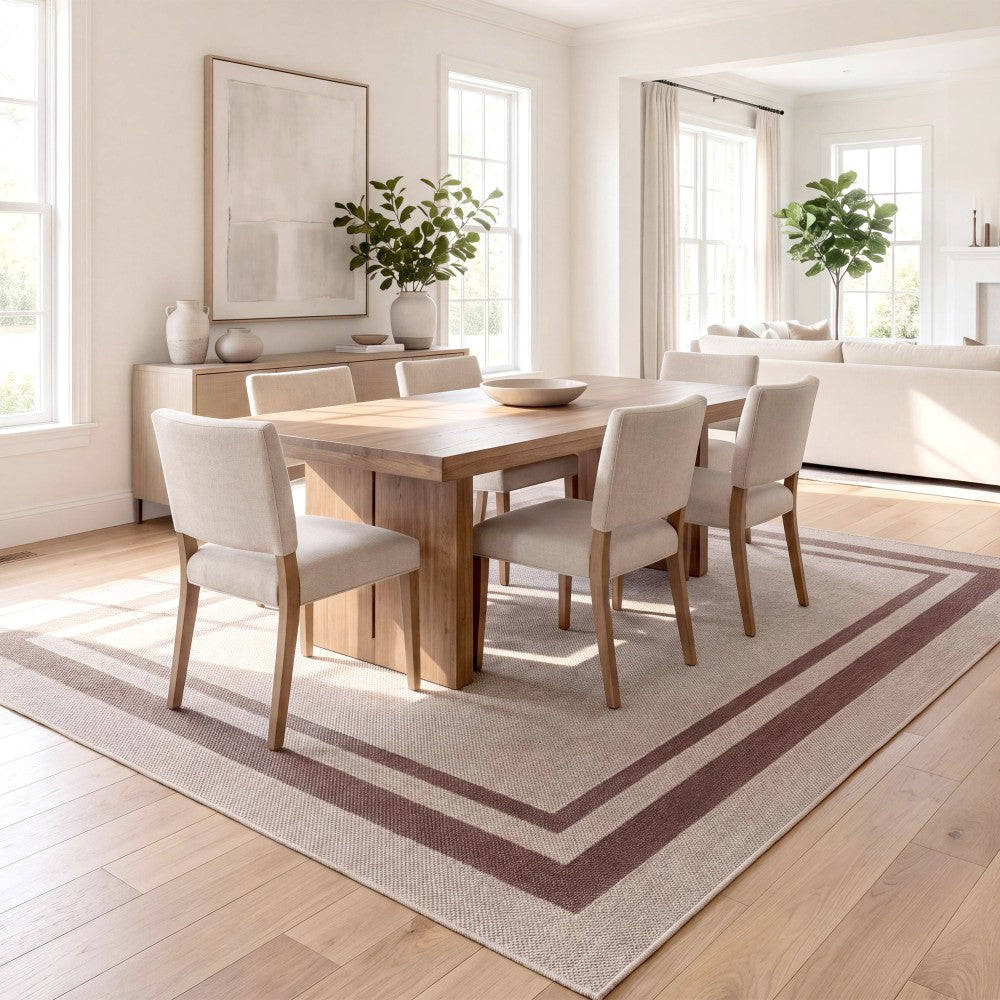 Aspen Double Border Non-slip Machine-washable Area Rug
