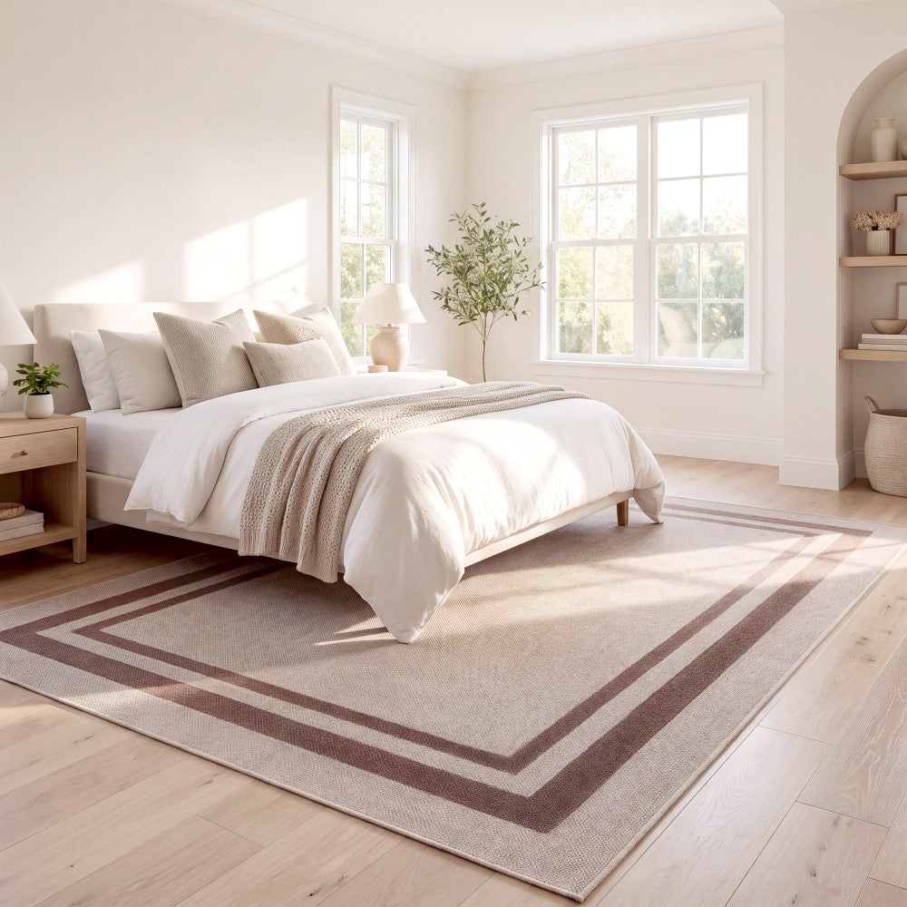 Aspen Double Border Non-slip Machine-washable Area Rug