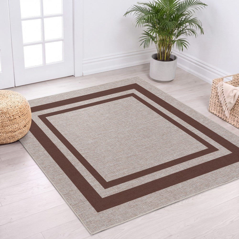 Aspen Double Border Non-slip Machine-washable Area Rug
