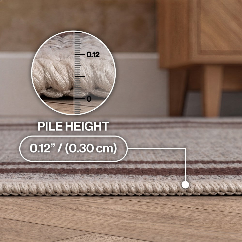 Aspen Double Border Non-slip Machine-washable Area Rug