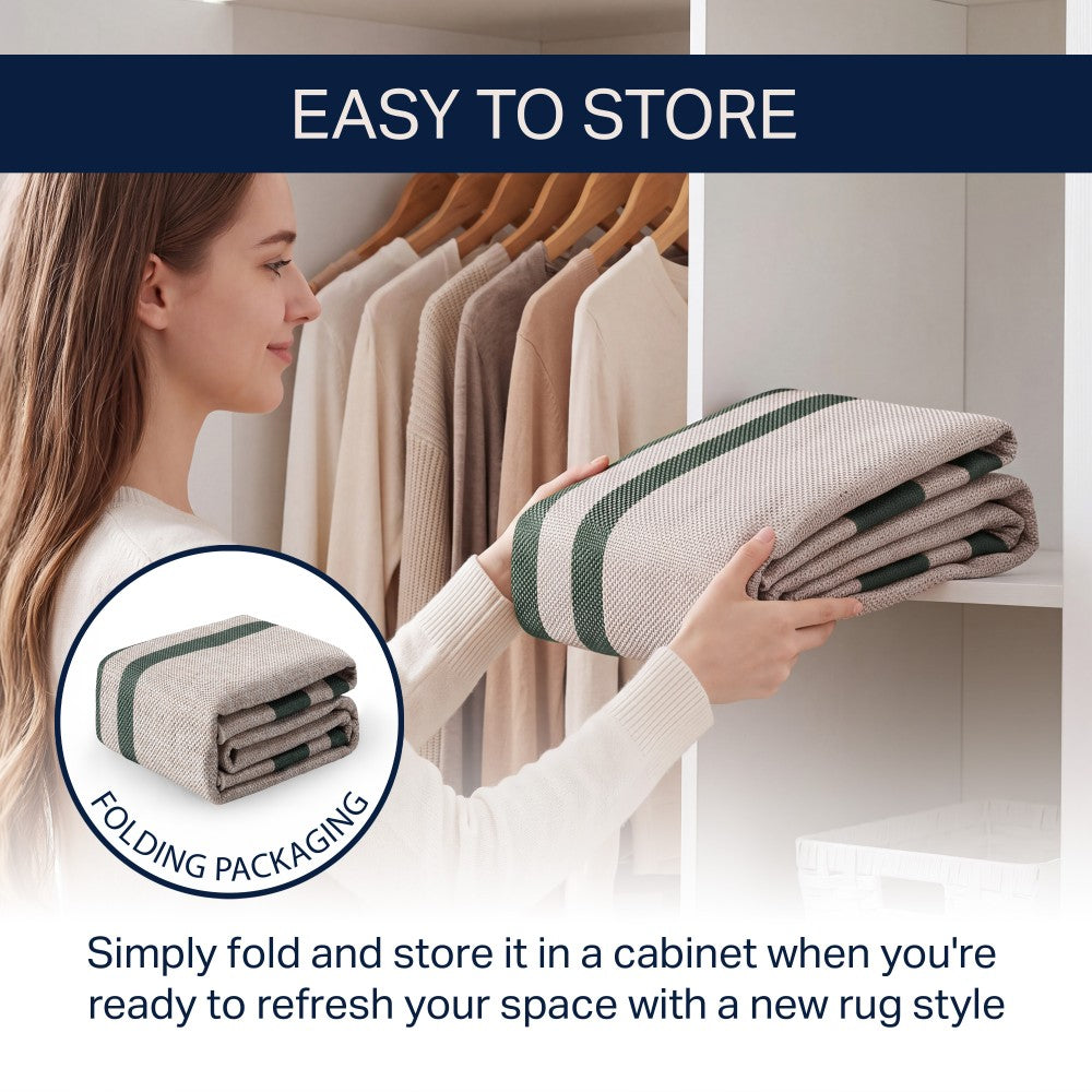 Aspen Double Border Non-slip Machine-washable Area Rug