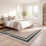 Aspen Double Border Non-slip Machine-washable Area Rug