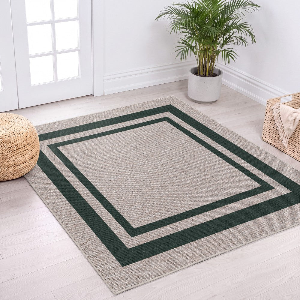 Aspen Double Border Non-slip Machine-washable Area Rug