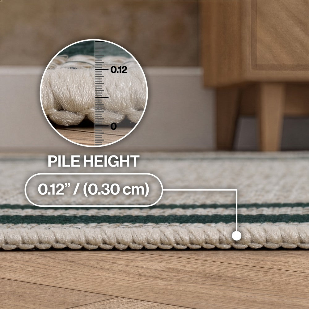 Aspen Double Border Non-slip Machine-washable Area Rug