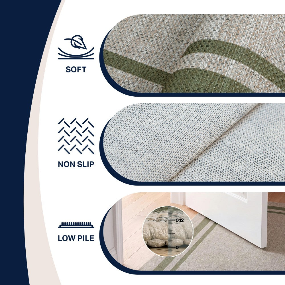 Aspen Double Border Non-slip Machine-washable Area Rug