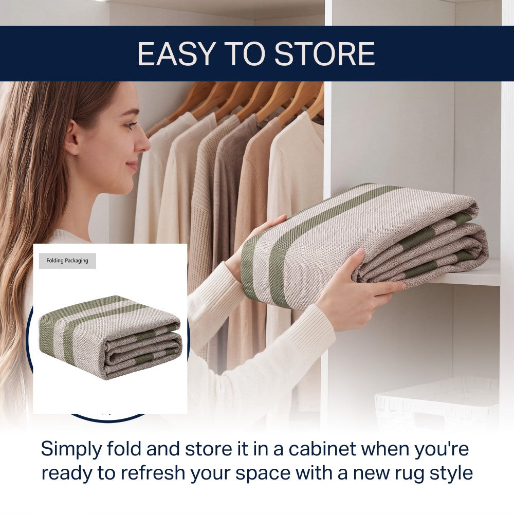 Aspen Double Border Non-slip Machine-washable Area Rug
