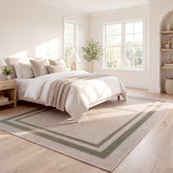 Aspen Double Border Non-slip Machine-washable Area Rug