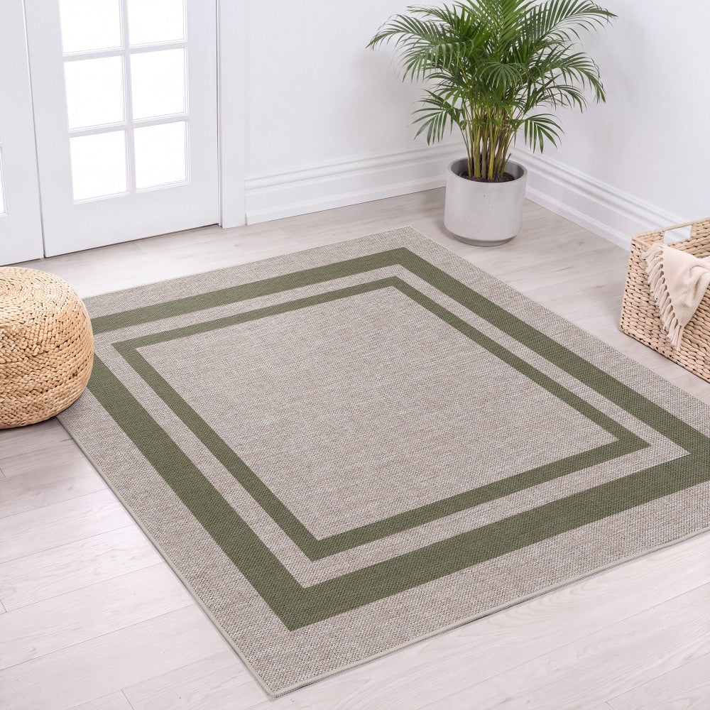Aspen Double Border Non-slip Machine-washable Area Rug