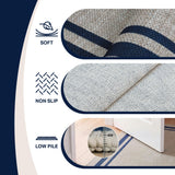 Aspen Double Border Non-slip Machine-washable Area Rug