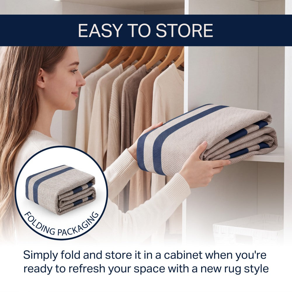 Aspen Double Border Non-slip Machine-washable Area Rug