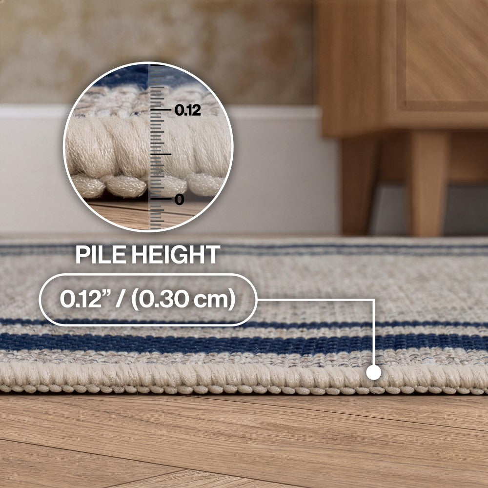 Aspen Double Border Non-slip Machine-washable Area Rug