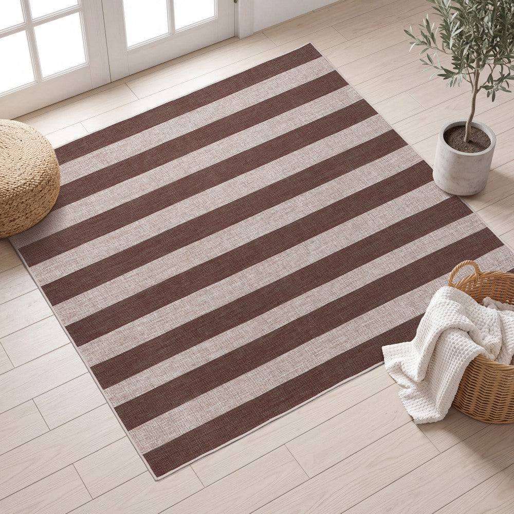 Laurel Cabana Stripe Non-slip Machine-washable Area Rug