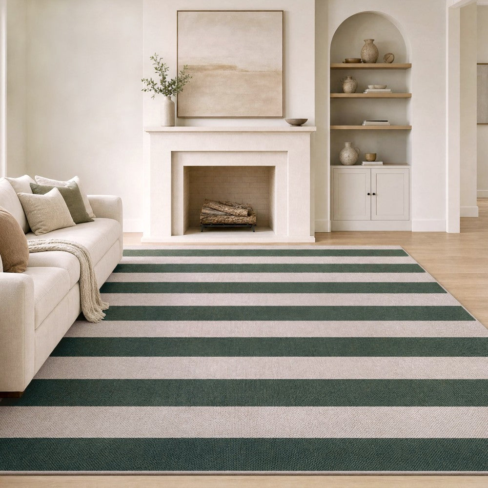 Laurel Cabana Stripe Non-slip Machine-washable Area Rug