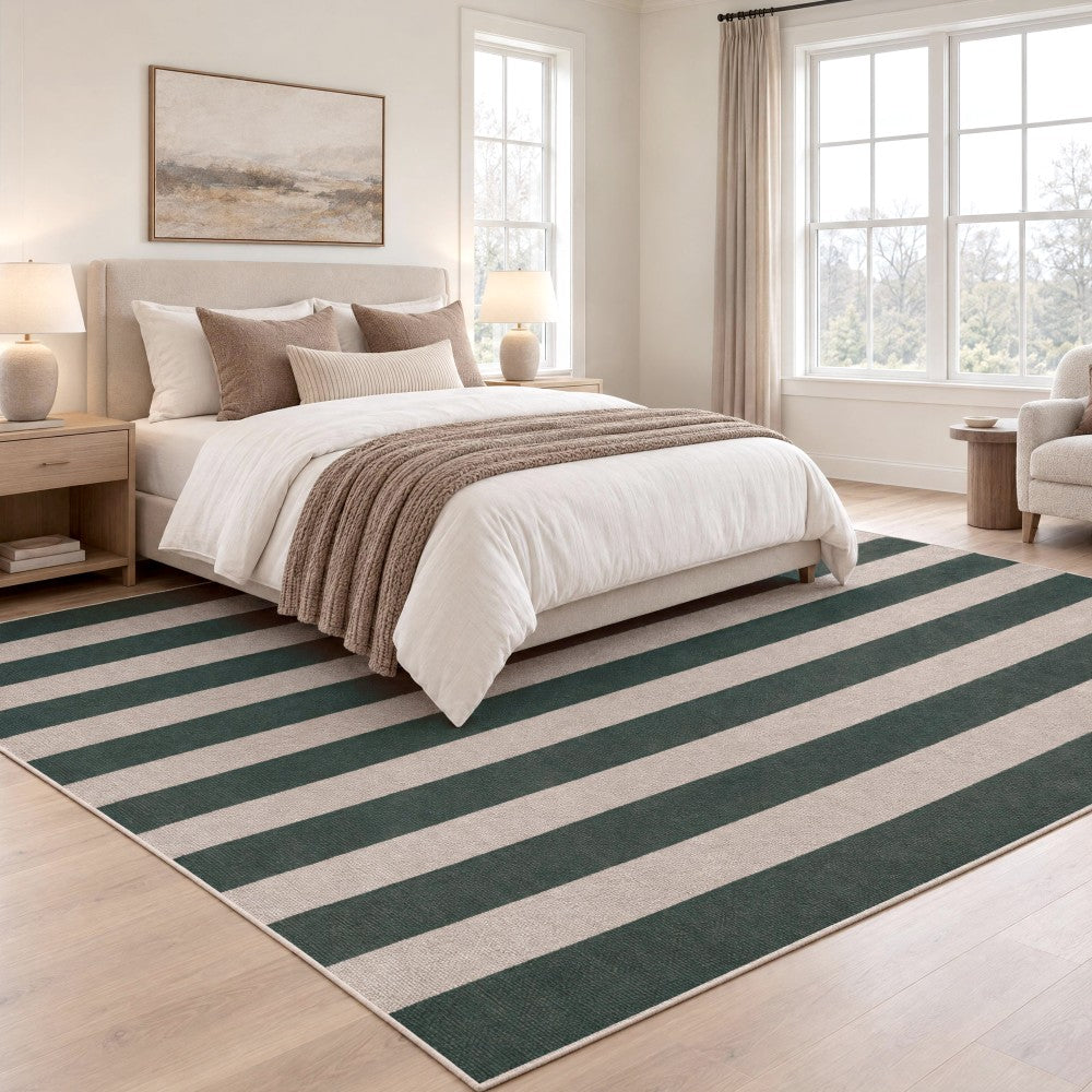 Laurel Cabana Stripe Non-slip Machine-washable Area Rug