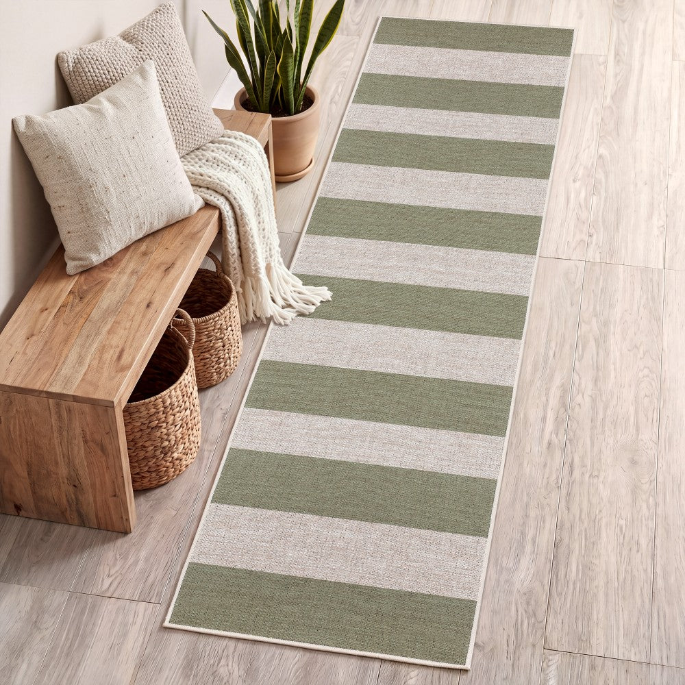 Laurel Cabana Stripe Non-slip Machine-washable Area Rug