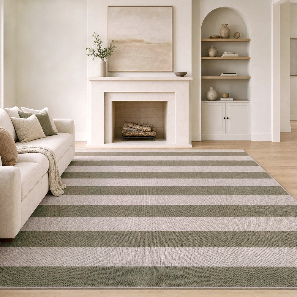 Laurel Cabana Stripe Non-slip Machine-washable Area Rug