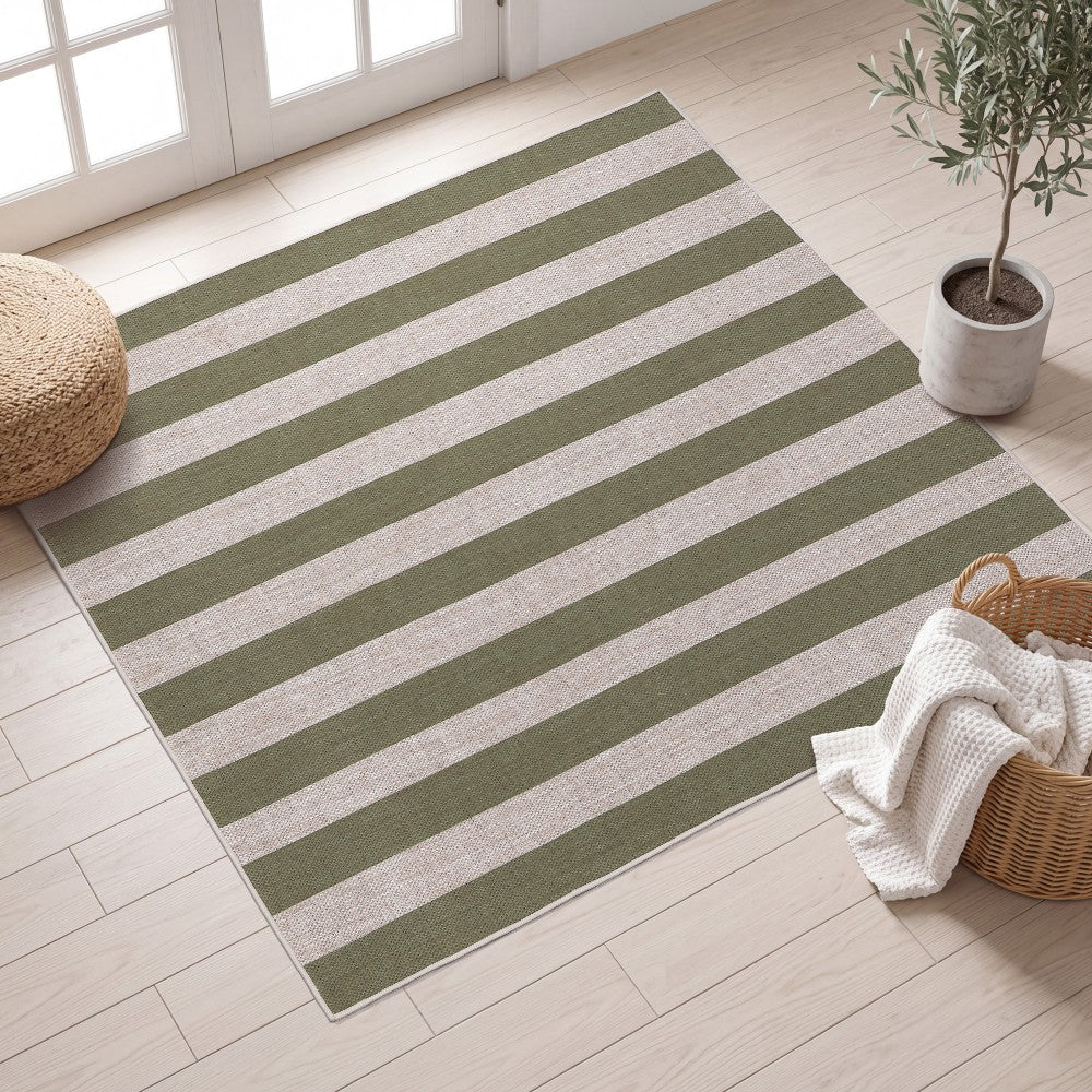 Laurel Cabana Stripe Non-slip Machine-washable Area Rug