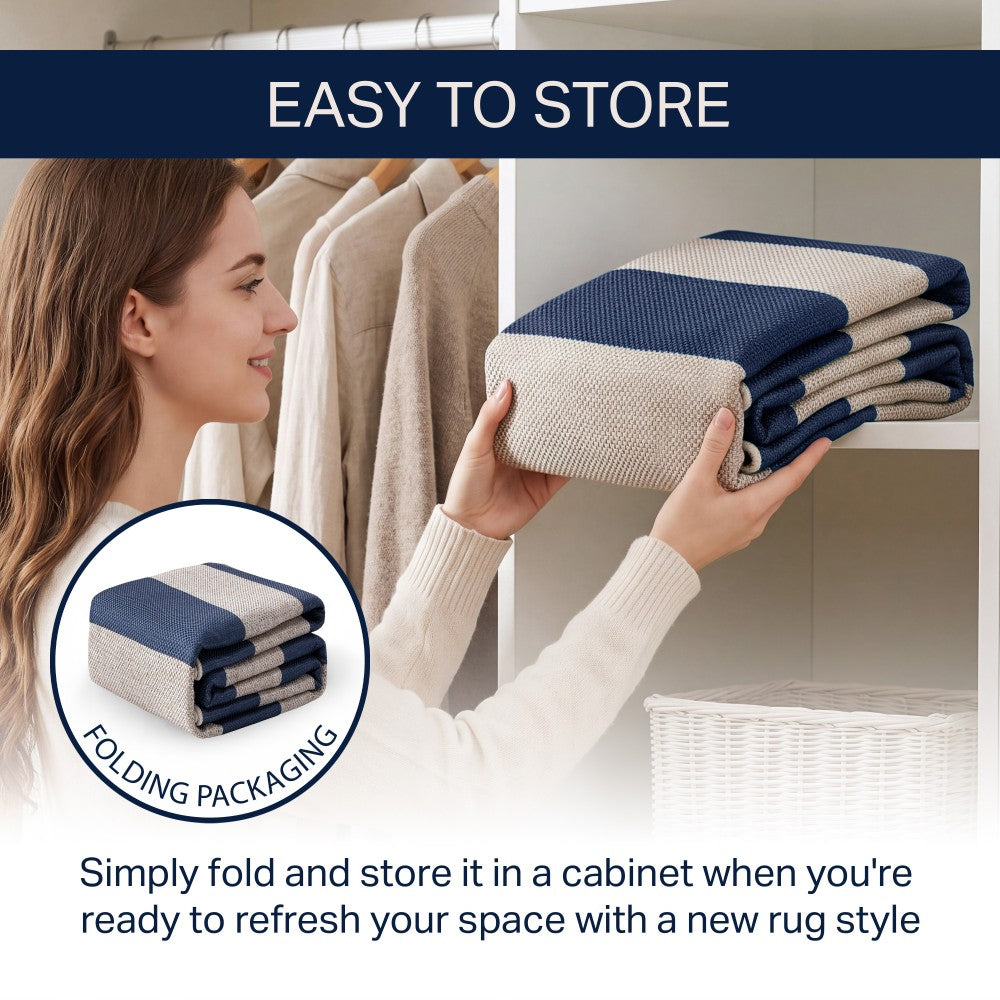 Laurel Cabana Stripe Non-slip Machine-washable Area Rug