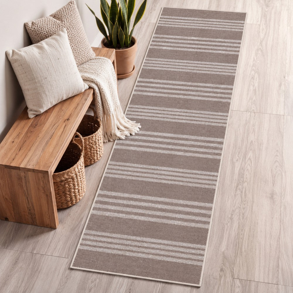 Misty Pinstripe Non-slip Machine-washable Area Rug
