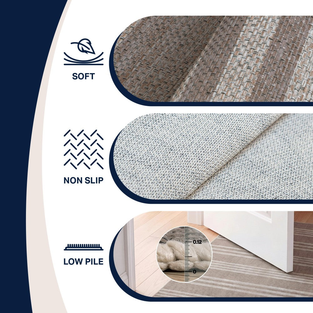 Misty Pinstripe Non-slip Machine-washable Area Rug