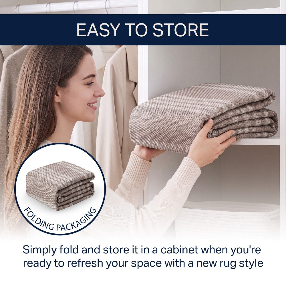 Misty Pinstripe Non-slip Machine-washable Area Rug