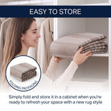 Misty Pinstripe Non-slip Machine-washable Area Rug