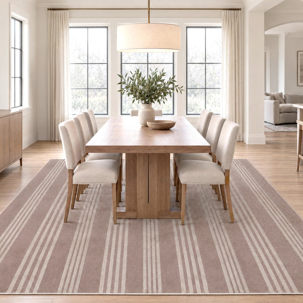 Misty Pinstripe Non-slip Machine-washable Area Rug