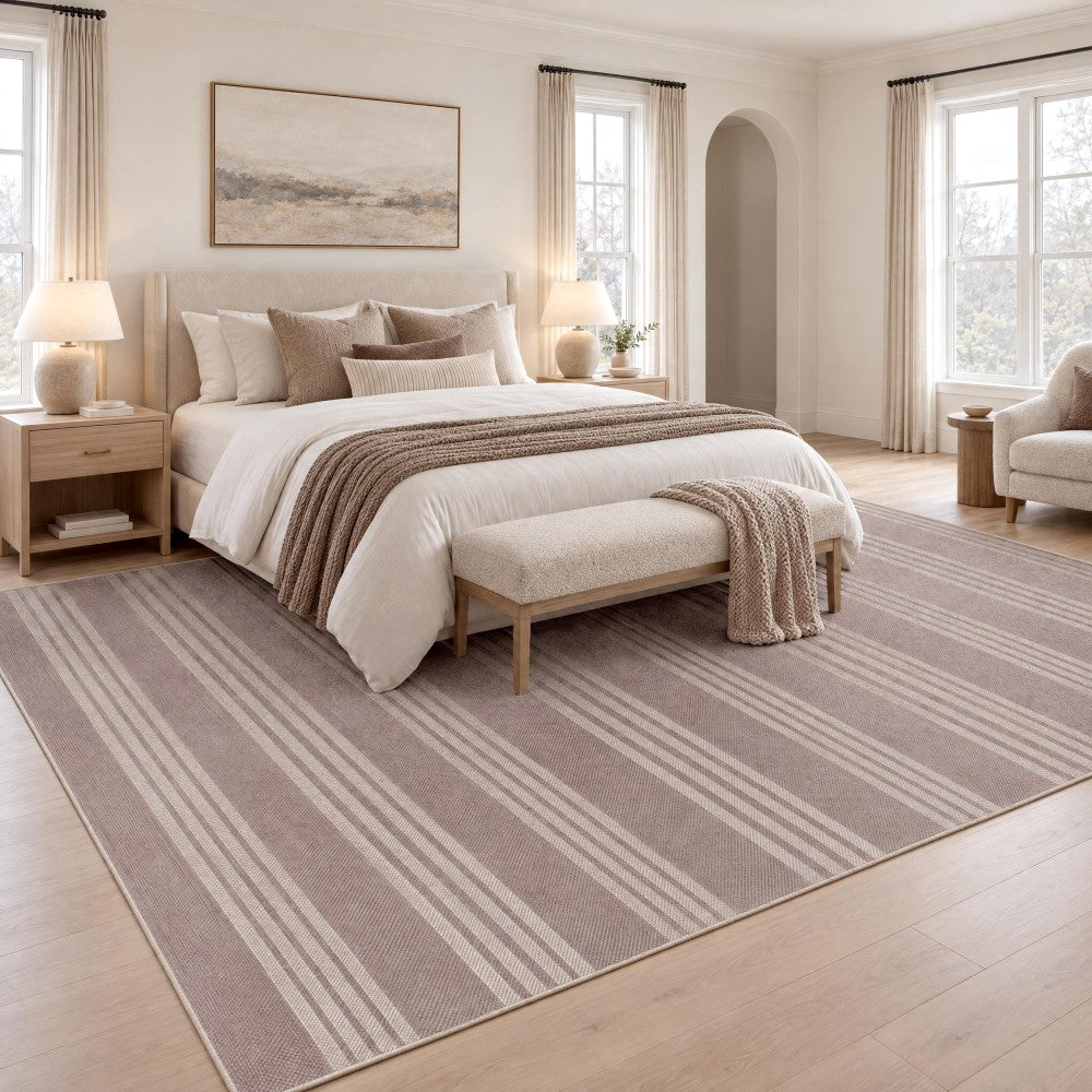 Misty Pinstripe Non-slip Machine-washable Area Rug