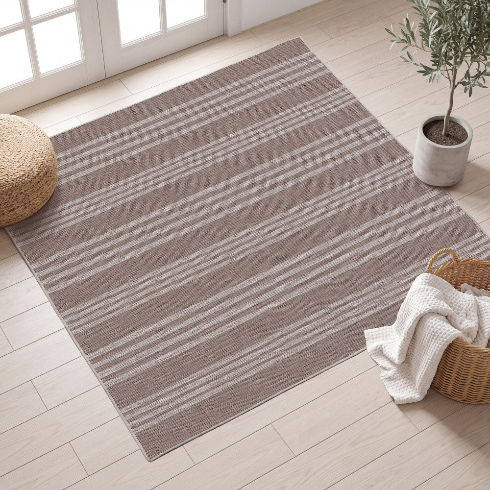 Misty Pinstripe Non-slip Machine-washable Area Rug