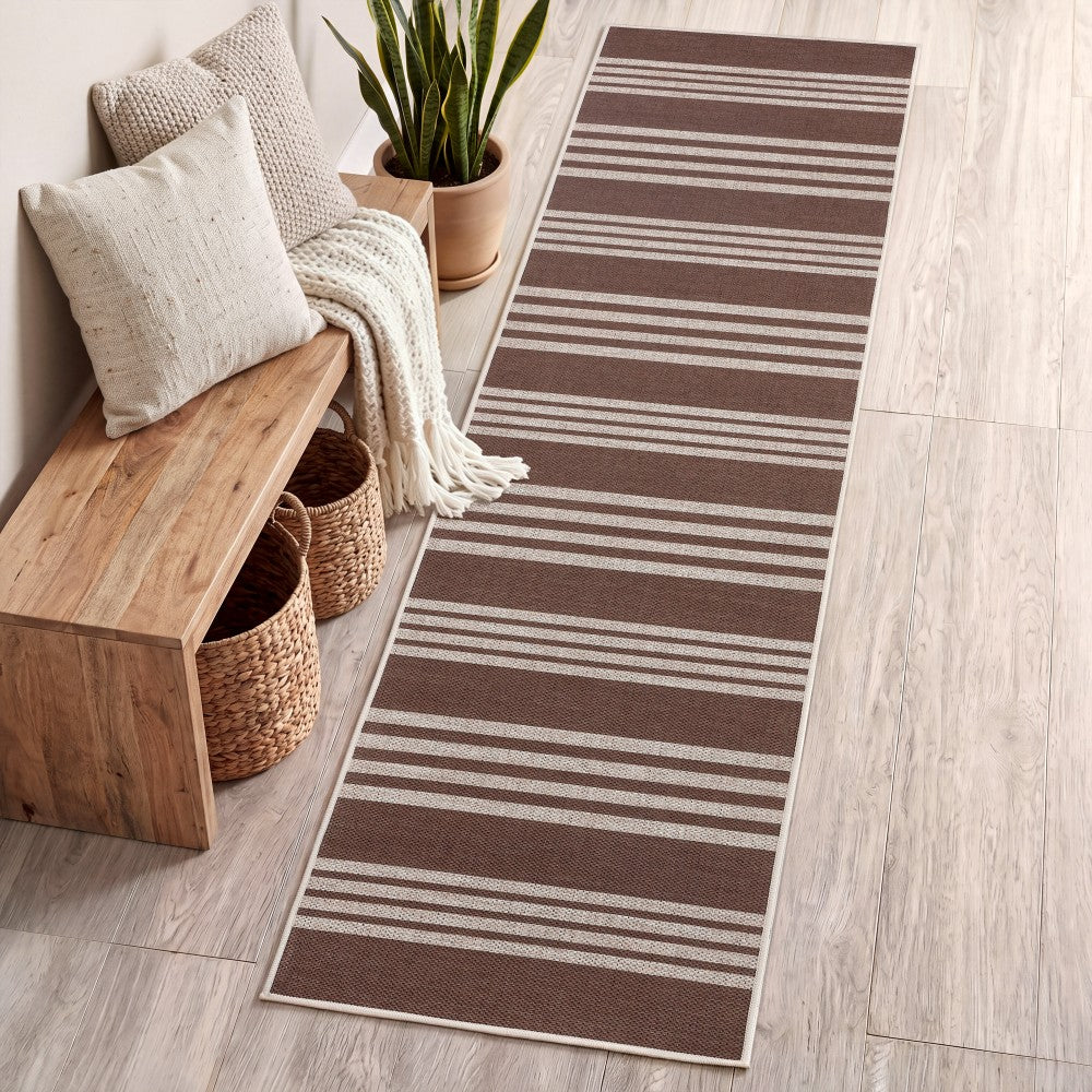 Misty Pinstripe Non-slip Machine-washable Area Rug