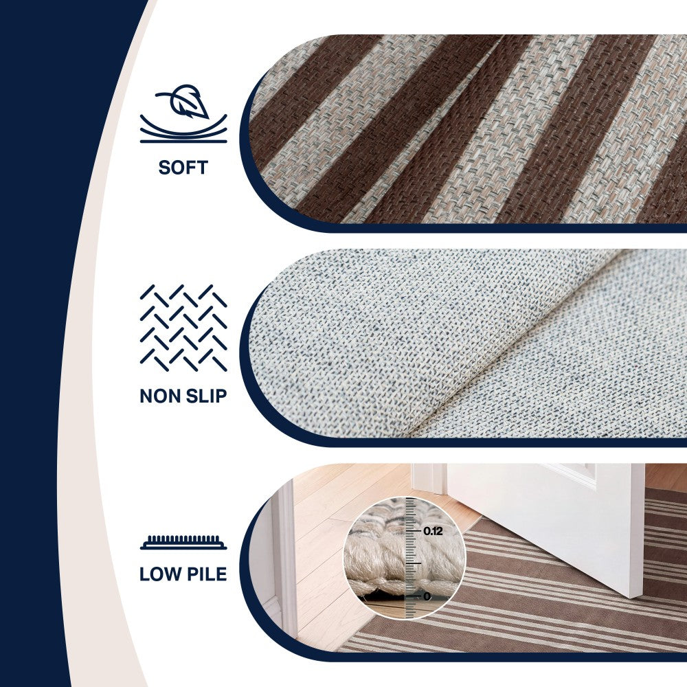 Misty Pinstripe Non-slip Machine-washable Area Rug