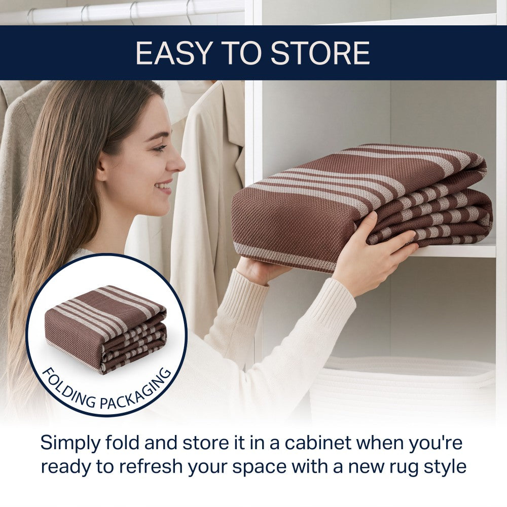 Misty Pinstripe Non-slip Machine-washable Area Rug