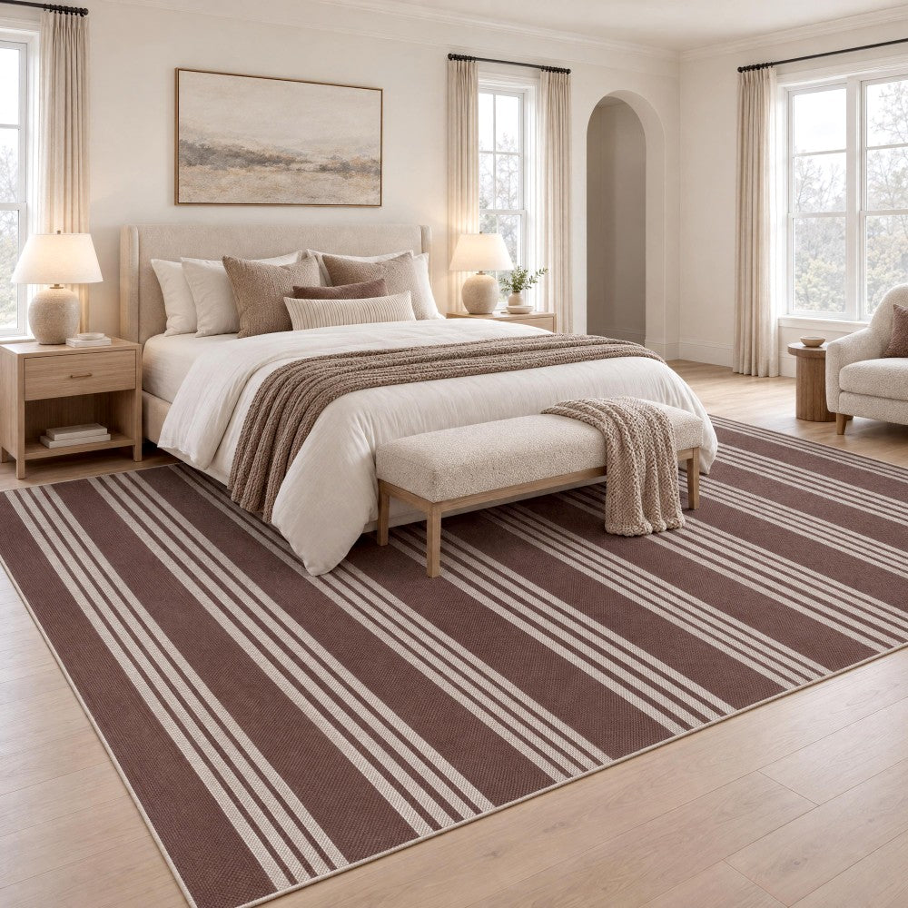Misty Pinstripe Non-slip Machine-washable Area Rug