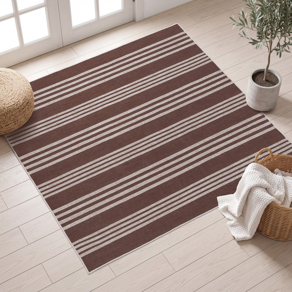 Misty Pinstripe Non-slip Machine-washable Area Rug