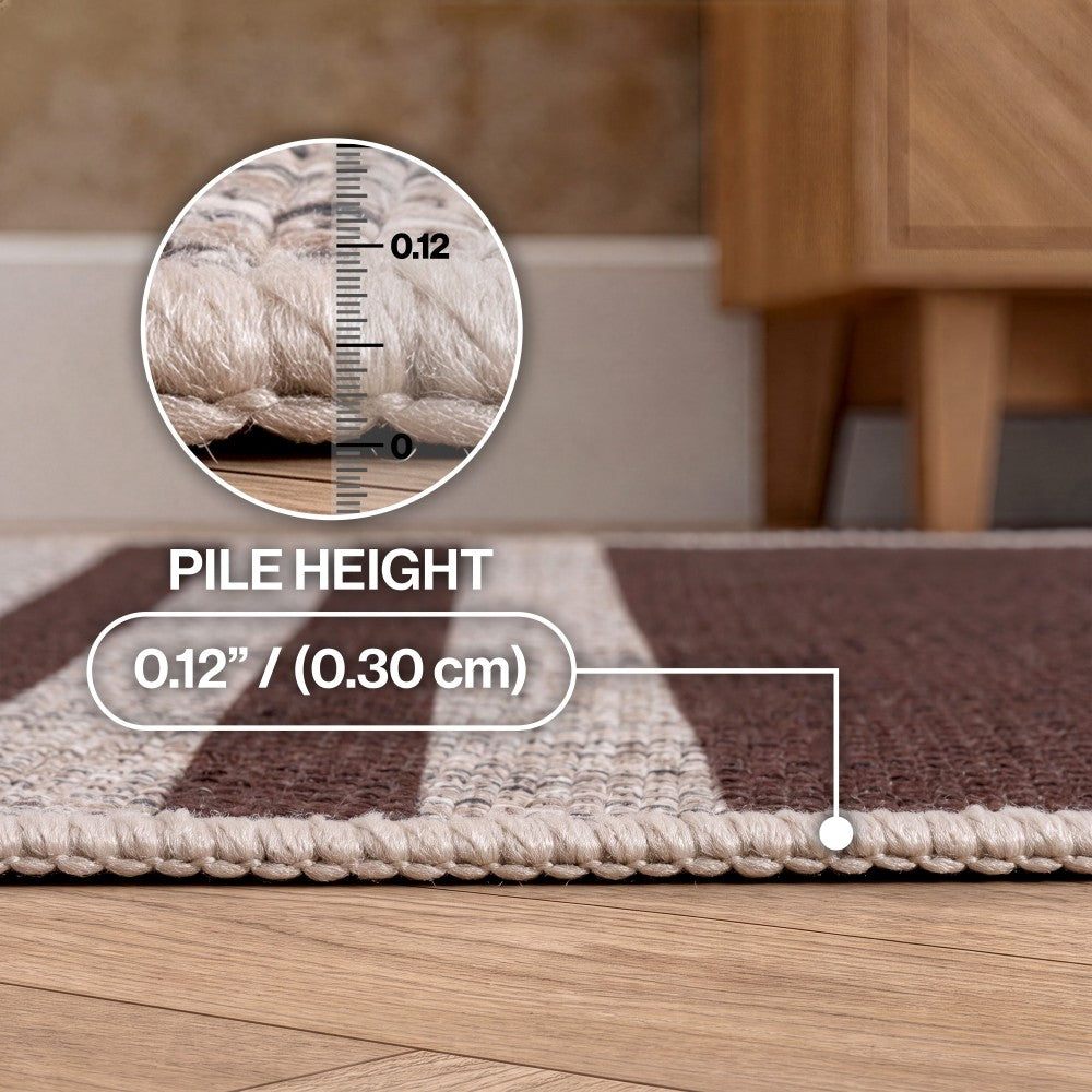 Misty Pinstripe Non-slip Machine-washable Area Rug