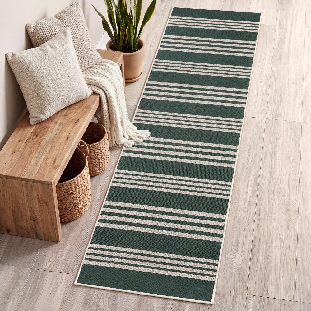 Misty Pinstripe Non-slip Machine-washable Area Rug