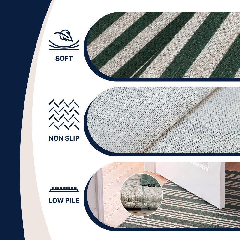 Misty Pinstripe Non-slip Machine-washable Area Rug