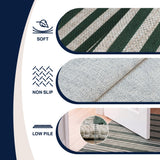 Misty Pinstripe Non-slip Machine-washable Area Rug