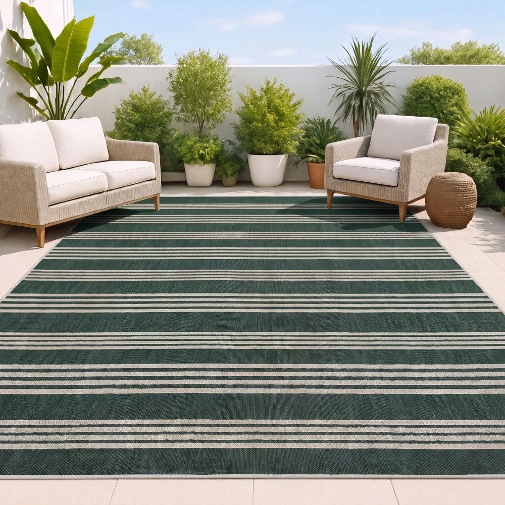 Misty Pinstripe Non-slip Machine-washable Area Rug