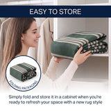 Misty Pinstripe Non-slip Machine-washable Area Rug
