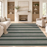Misty Pinstripe Non-slip Machine-washable Area Rug