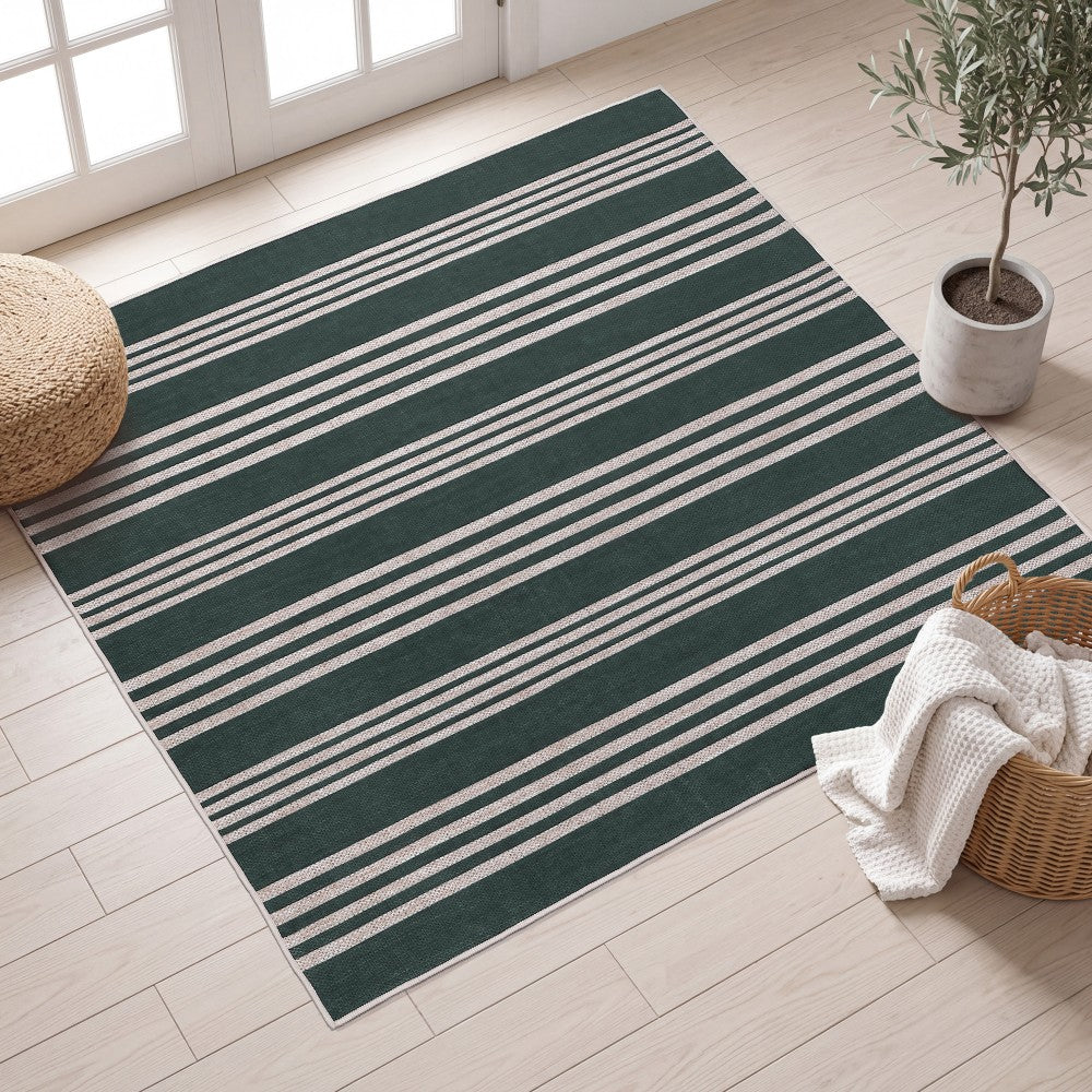 Misty Pinstripe Non-slip Machine-washable Area Rug