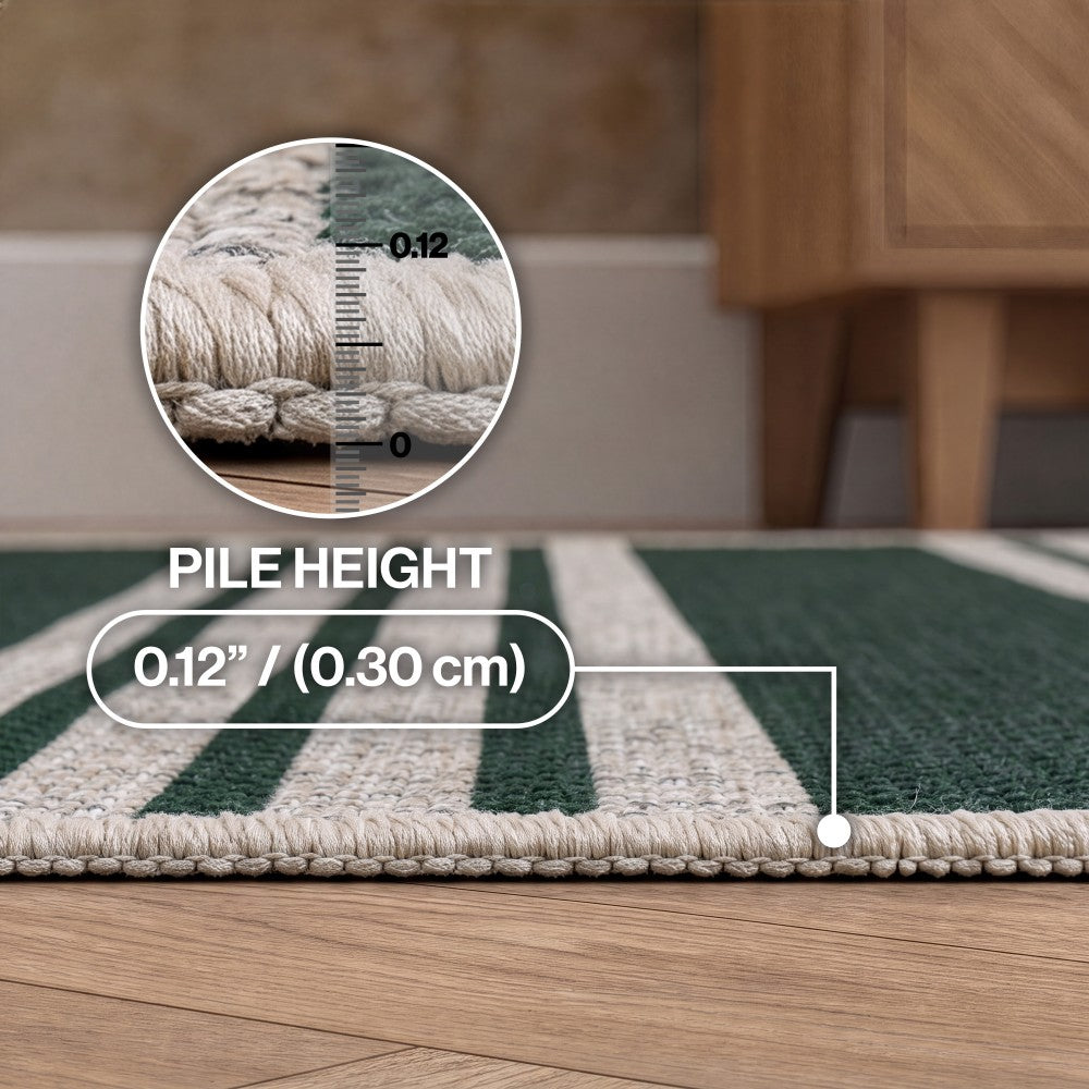 Misty Pinstripe Non-slip Machine-washable Area Rug