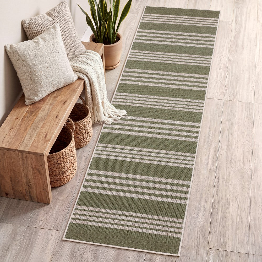 Misty Pinstripe Non-slip Machine-washable Area Rug